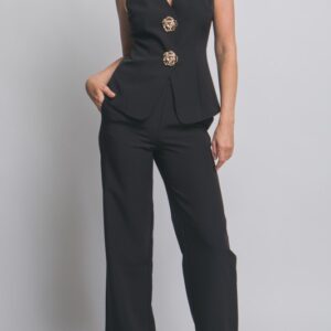 V-Neck Top & Casual Pants Set